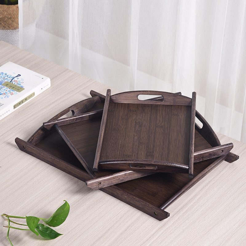 Walnut Color Tray Bamboo Tray Hotel Serving Plate Dark Tea Tray Serving Plate Fast Food Tray Household Wooden