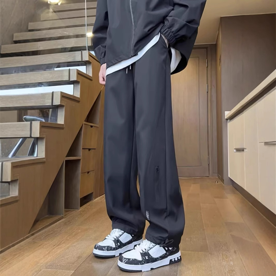 Función americana impermeable pantalones de invierno masculinos tendencia de otoño y invierno más veludo engrosado suelto tubo recto pantalones de trabajo ocio