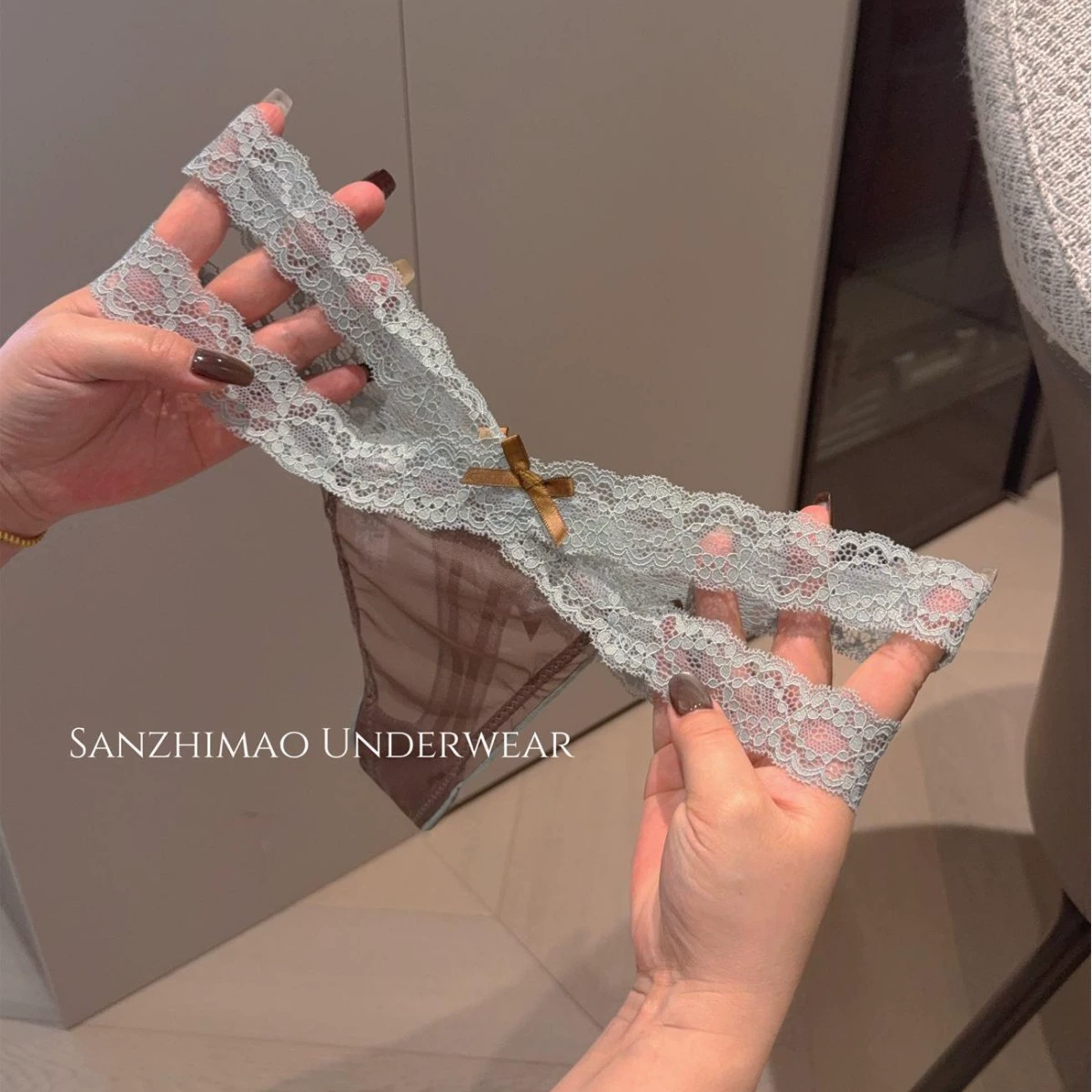 Сексуальные брюки, нижнее белье с бантом, тонкая лямка
