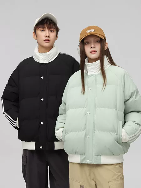 Couple's down cotton jacket for men, winter warm thickened puffer coat, loose fit, large size, men's cotton coat