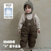 婴儿羽绒裤2025秋冬新款男童羽绒背带裤保暖加厚男宝卡通裤子 a类