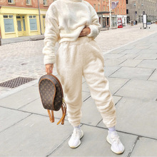 低价清仓#欧美休闲舒适风纯色长裤跨境个性潮流风修身显瘦毛毛裤