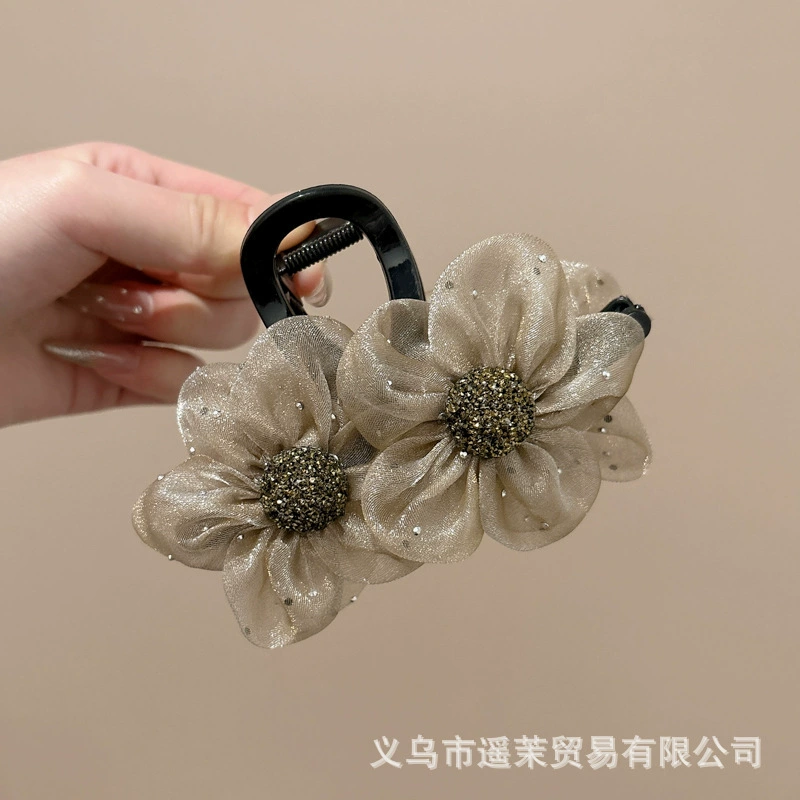 Атмосферная заколка для волос для фотосессий, крабовая заколка, модная hair accessory, с цветами