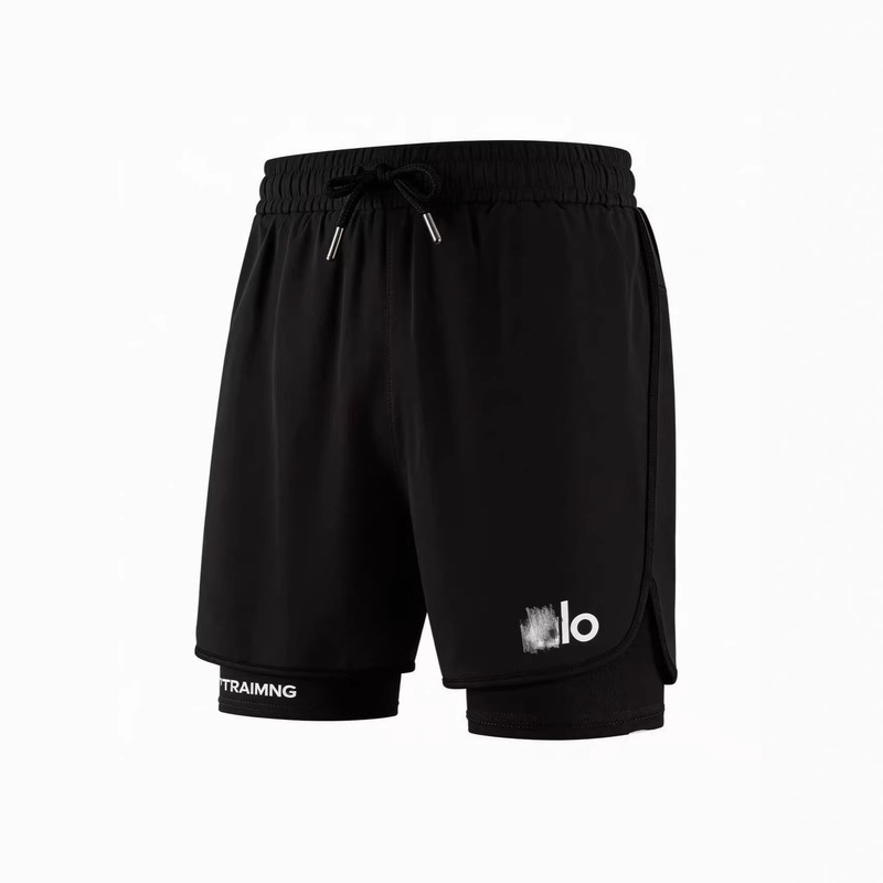 European Size Fake Two-Piece Alo Shorts Three-Quarter Length Summer Men's Loose Sports Quick-Dry Casual Running Training Shorts European Size Fake Two-Piece Alo Shorts Three-Quarter Length Summer Men's Loose Sports Quick-Dry Casual Running Training Shorts