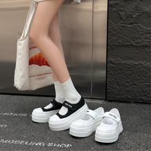 韩版时尚百搭魔术贴厚底玛丽珍鞋百搭休闲鞋女增高浅口松糕网鞋