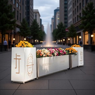 Stainless Steel Flower Boxes for Outdoor Use in Shopping Malls, Restaurants, and Commercial Streets, with Partitionable Fencing and Outdoor Iron Art That Can Be Combined into Flower Racks