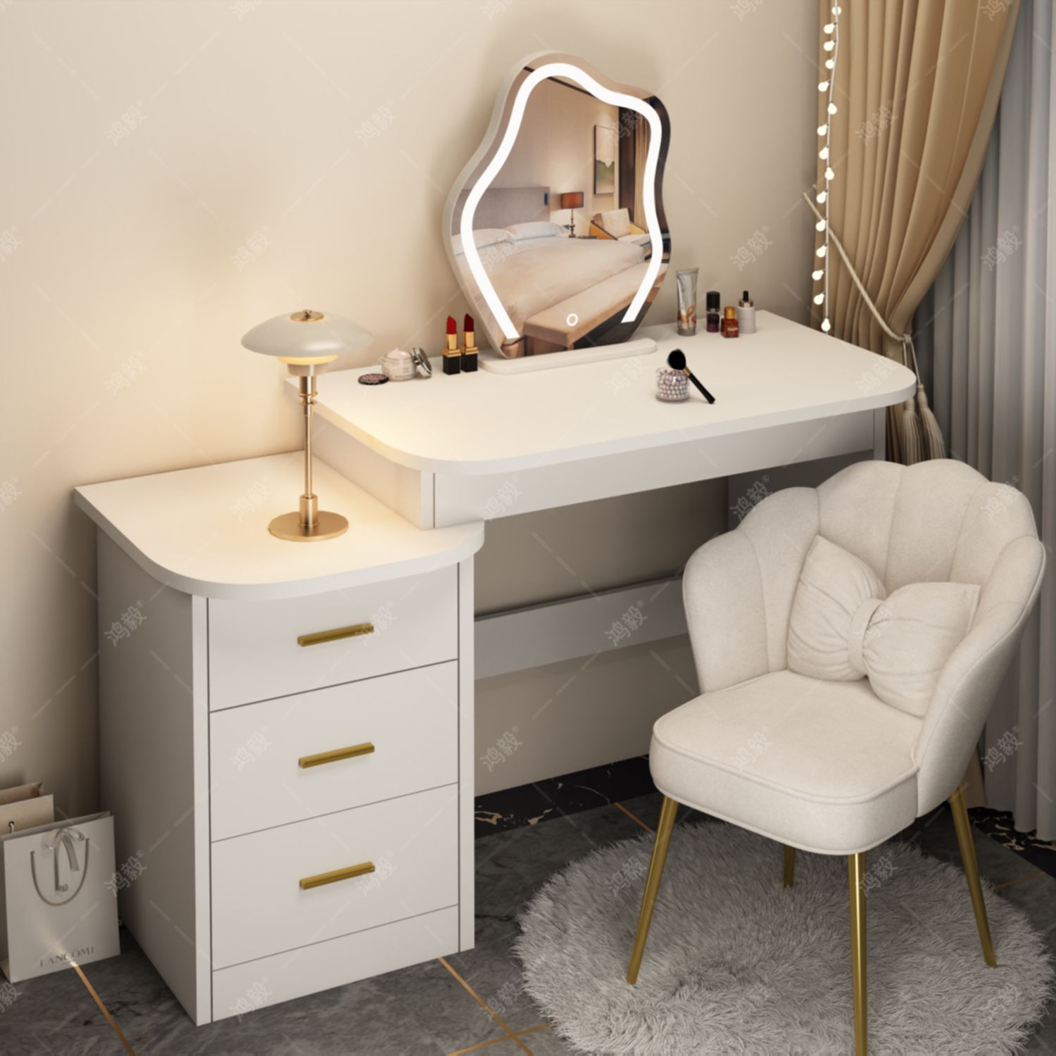 New Dressing Table Thickened Dressing Table Storage Cabinet Integrated Bedroom Small Apartment Simple Dressing Table Rental House Home