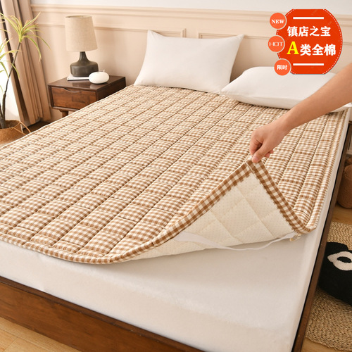 A-class baby and maternity grade pure cotton dyed-woven washed cotton all-cotton Xinjiang cotton mattress and bed pad, four-season anti-slip bed protector pad