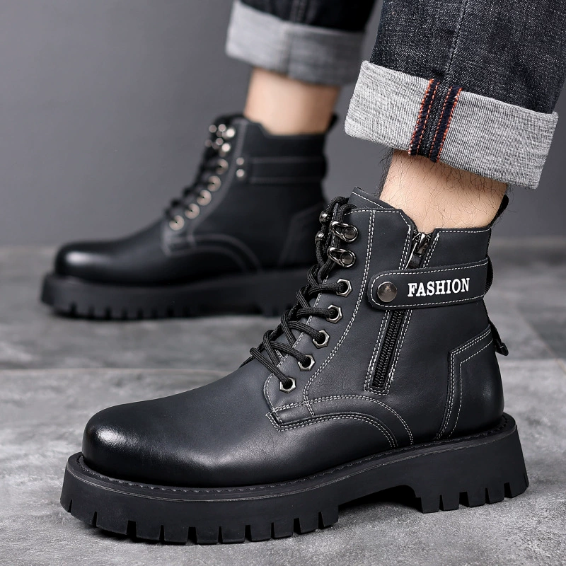 Лао Лянь Ши Цзя Martens, мужские демисезонные флисовые теплые модные ботинки