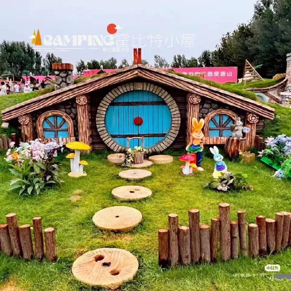 Открытый Hodbit Lodge Скульптура сеть Red Di-Card Фотосъемка Ферма Живописная Деревянная Деревянная Деревянная Стена Декоративная Украшение