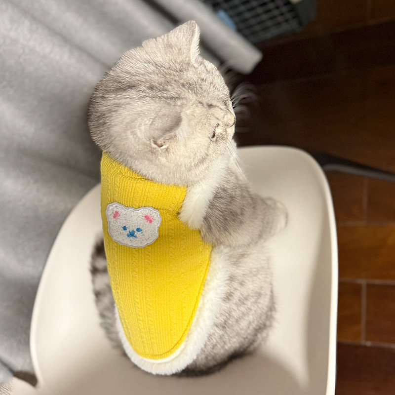Otoño y invierno gatitos pequeños leche gatitos serpientes pegatinas gatos chalecos sin pelo gatos cálidos perros Teddy mascotas ropa de gato