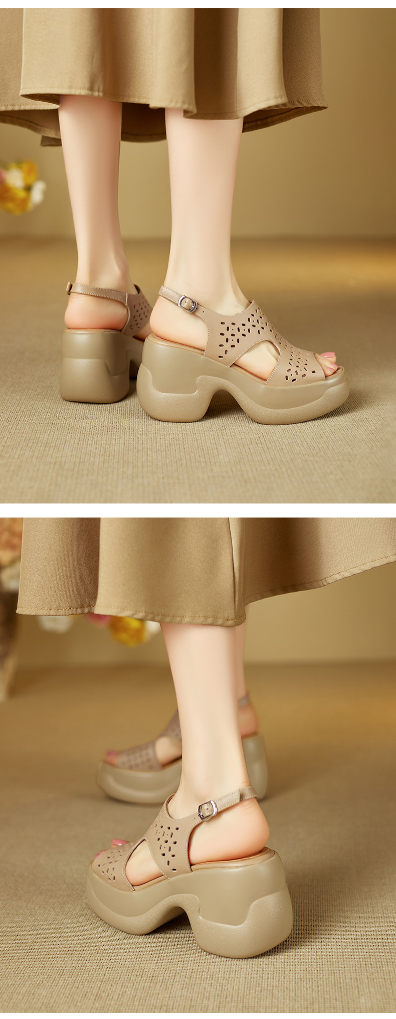 Sandal cao gót nữ quai ngang đế xuồng gót 9 cm — đen chi tiết 7