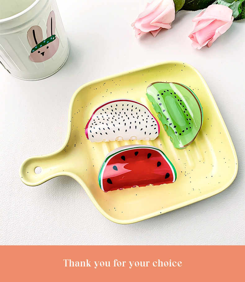 Berphia Creative Fruit Lemon Grab Clip Acrylic Hair Accessories Hair Grab Head Hairpin Korean Shark Clip Wholesale_voghion.com