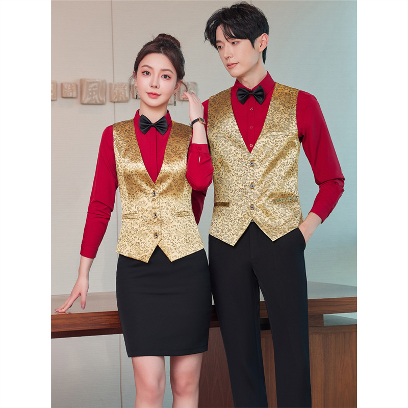 Bar Front Desk Work Clothes Men's and Women's 2025 New Sequin Vest suit Night KTV Attendant Work Uniform