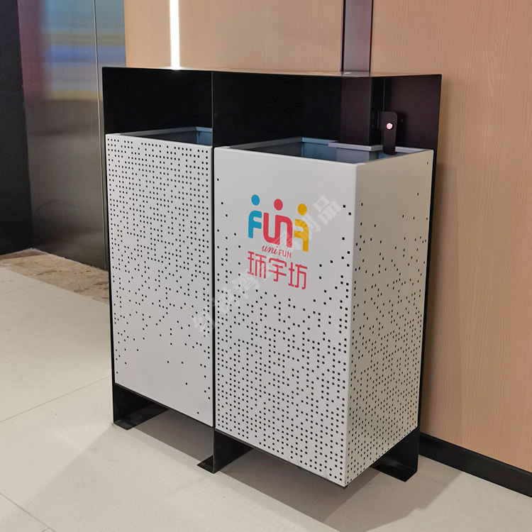 室内购物商场户外城市广场镂空加厚两连体不锈钢分类垃圾桶果皮箱