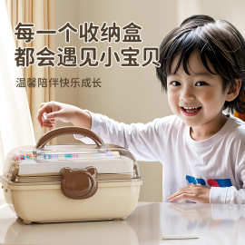 文具收纳盒桌面塑料分层透明可视发饰化妆品小学生手账铅笔整理盒