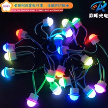 12V防水RGB全彩外露LED像素灯发光字圣诞穿孔跑马灯串Pixel Bulb