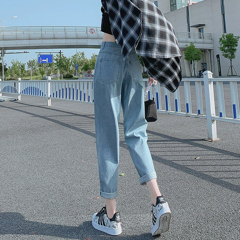 Женские джинсы-шаровары, новинка 2025 года, летние, с высокой талией, утягивающие, высокие, прямые, свободные, укороченные, брюки-морковки