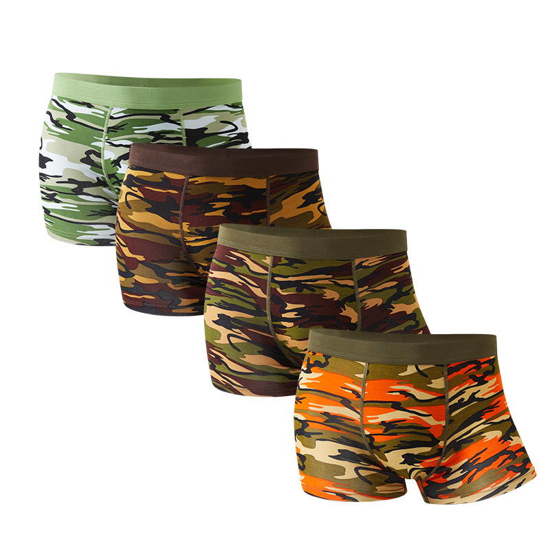 Camouflage Men's Underwear Bamboo Fiber Breathable Boxer Briefs Mid-Waist Printed Boxer Briefs Factory Direct Sale Camouflage Men's Underwear Bamboo Fiber Breathable Boxer Briefs Mid-Waist Printed Boxer Briefs Factory Direct Sale