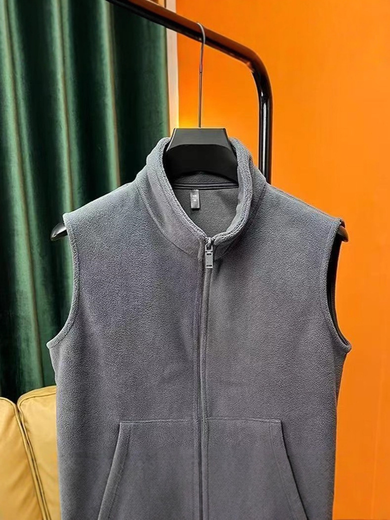 Chaleco Térmico de Cierre con Cuello Alto para Hombre de Tela Polar para Uso Casual
