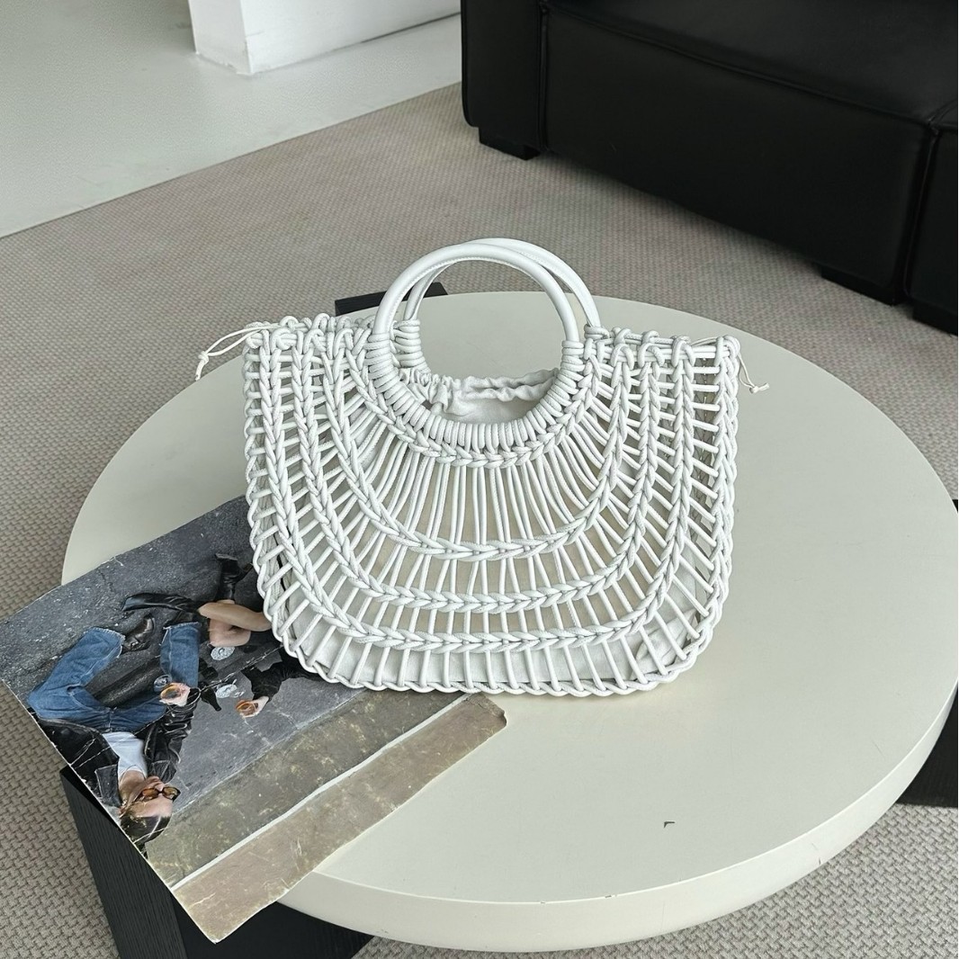 European And American Style 2026 Summer New Straw Bag, Handmade Woven Hollow Handbag, French Vacation Beach Bag For Women - Thumbnail 2