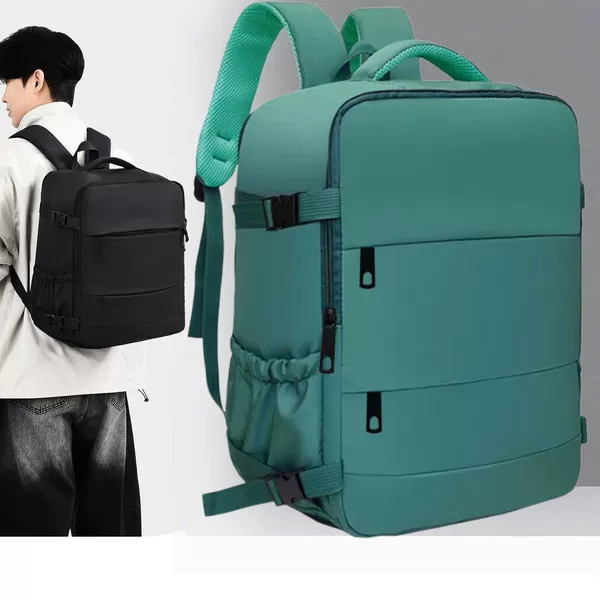 Cross-border travel backpack, large capacity, lightweight, multifunctional luggage backpack, solid color, simple business trip laptop bag