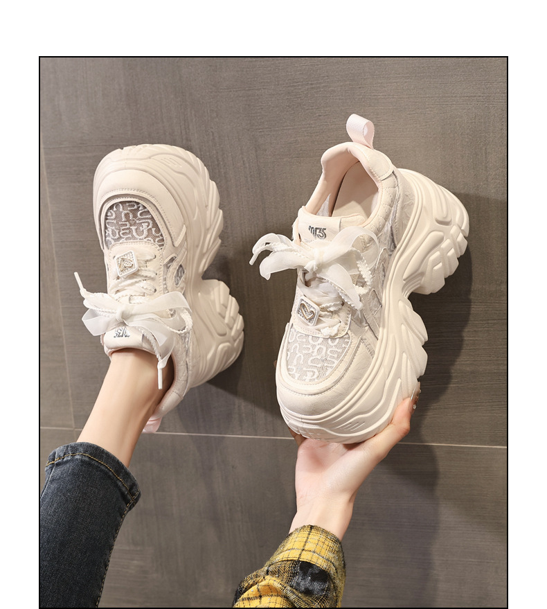 Giày sneaker nữ đế dày lưới thoáng khí phong cách daddy — màu hồng chi tiết 14
