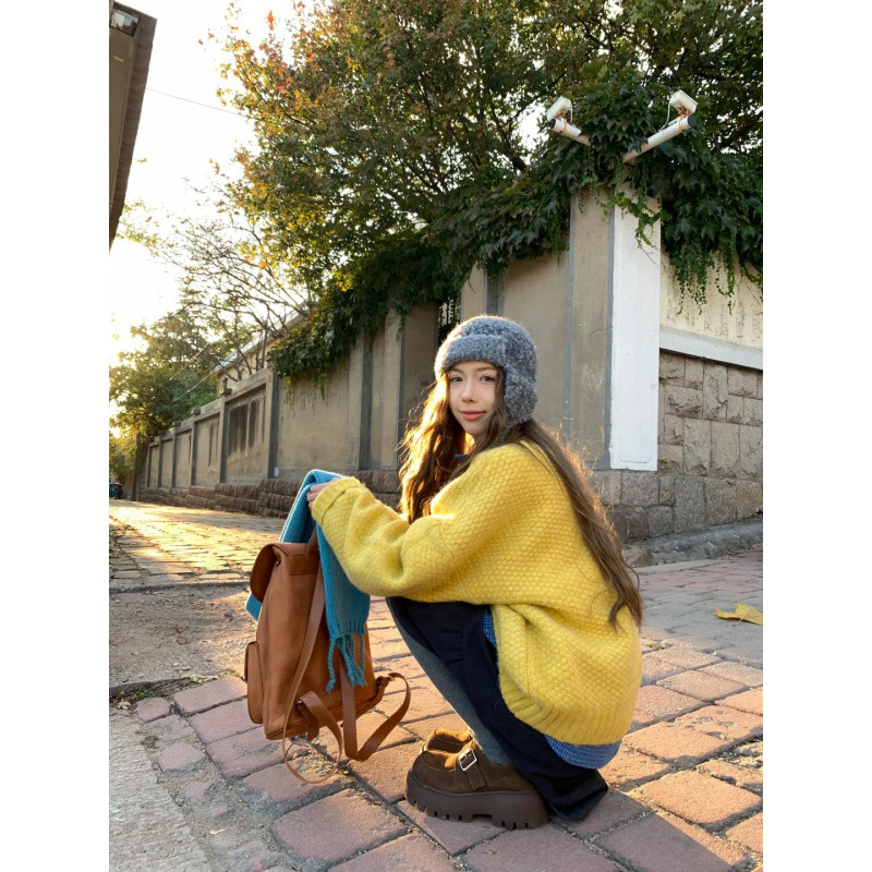 新品菠萝纹毛衣2025春季新款多巴胺软糯套头针织衫打底外穿女|undefined