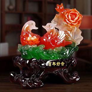 Centennial Haohe Yuanyang Ornaments Living Room Gift Bedroom New House Decorations Wedding Wedding Creative Practical Imitation Jade