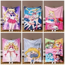 二次元卡通美少女战士印花毛毯动漫法兰绒外贸毯子儿童盖毯定  制