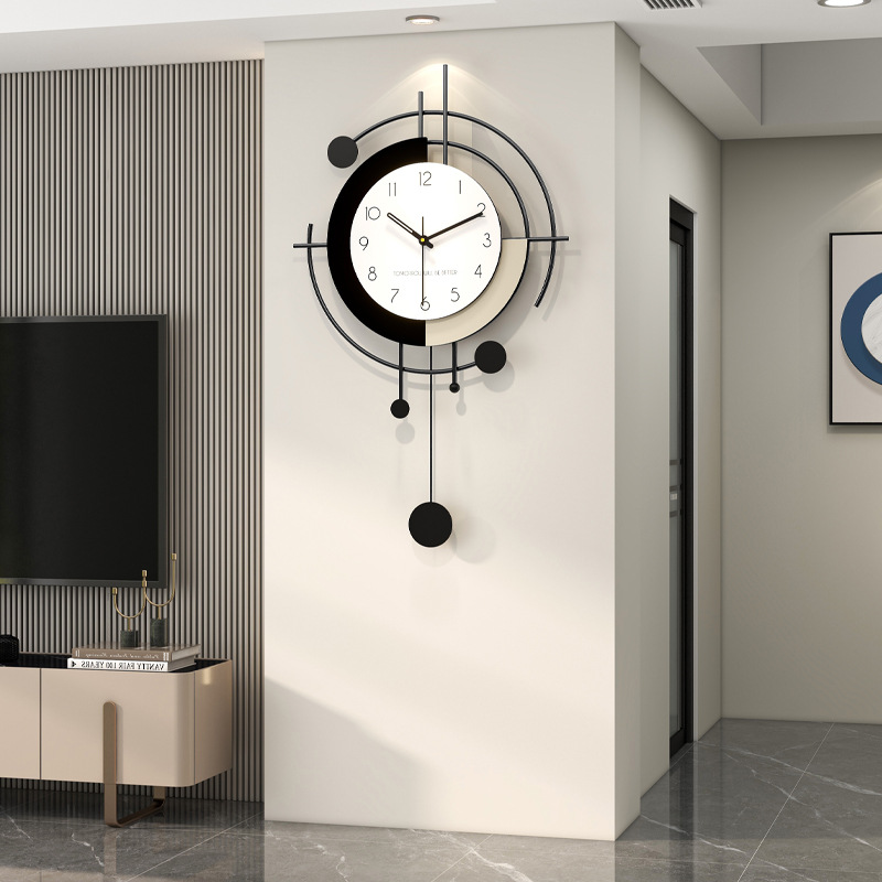 Modern Simple Wall Clock Living Room Punch-free Home Dining Room Mute Decoration Clock Creative Clock High-end Wall Hanging