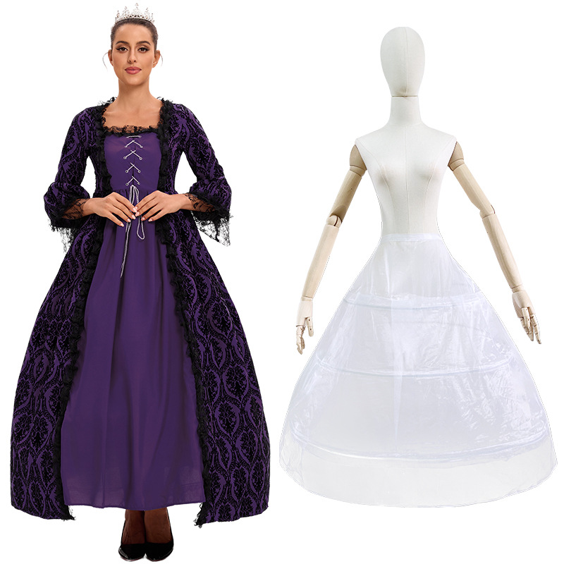 S-5xl más tamaño vestido de corte de alta gama encaje costura gran swing vestido retro medieval renacimiento vestido