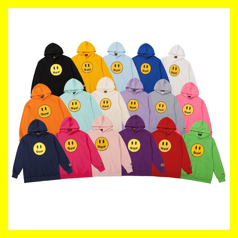 High-Quality Drew Justin Bieber Style Couple's Casual Sports Loose-Fit Smiley Face Print Hooded Sweatshirt Jacket High-Quality Drew Justin Bieber Style Couple's Casual Sports Loose-Fit Smiley Face Print Hooded Sweatshirt Jacket