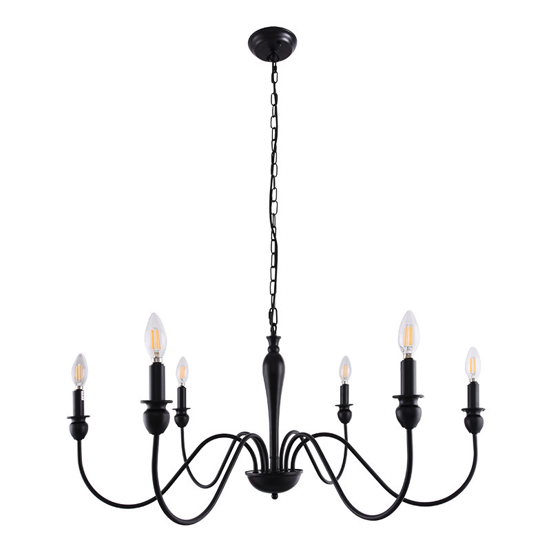 Cross-border Amazon American retro chandelier American country 6 8 branch black gold iron lamps