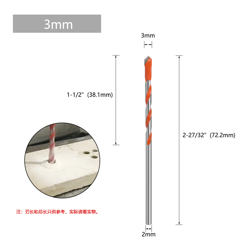Overlord Drill Bit Multifunctional Alloy Orange Triangle Drill Bit Marble Glass Tile Ceramic Wall Hole Drill