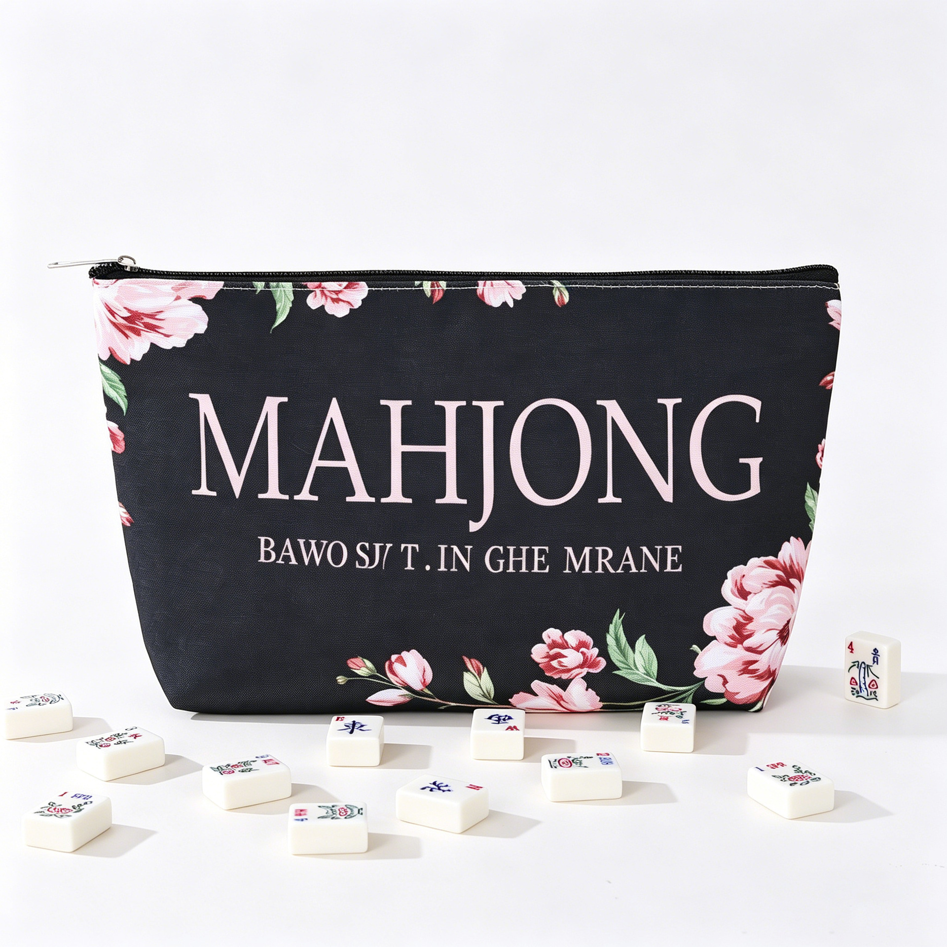 Amazon's new cross-border mahjong bag printed makeup bag, lightweight mahjong storage bag, travel cosmetics storage bag