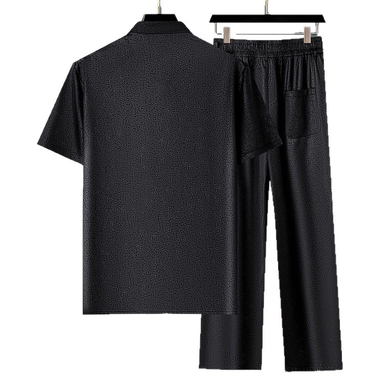 Estilo de verano de mediana edad y ancianos, papá, abuelo, hombres finos, camisa casual de manga corta, camisa, cintura elástica, traje de pantalón