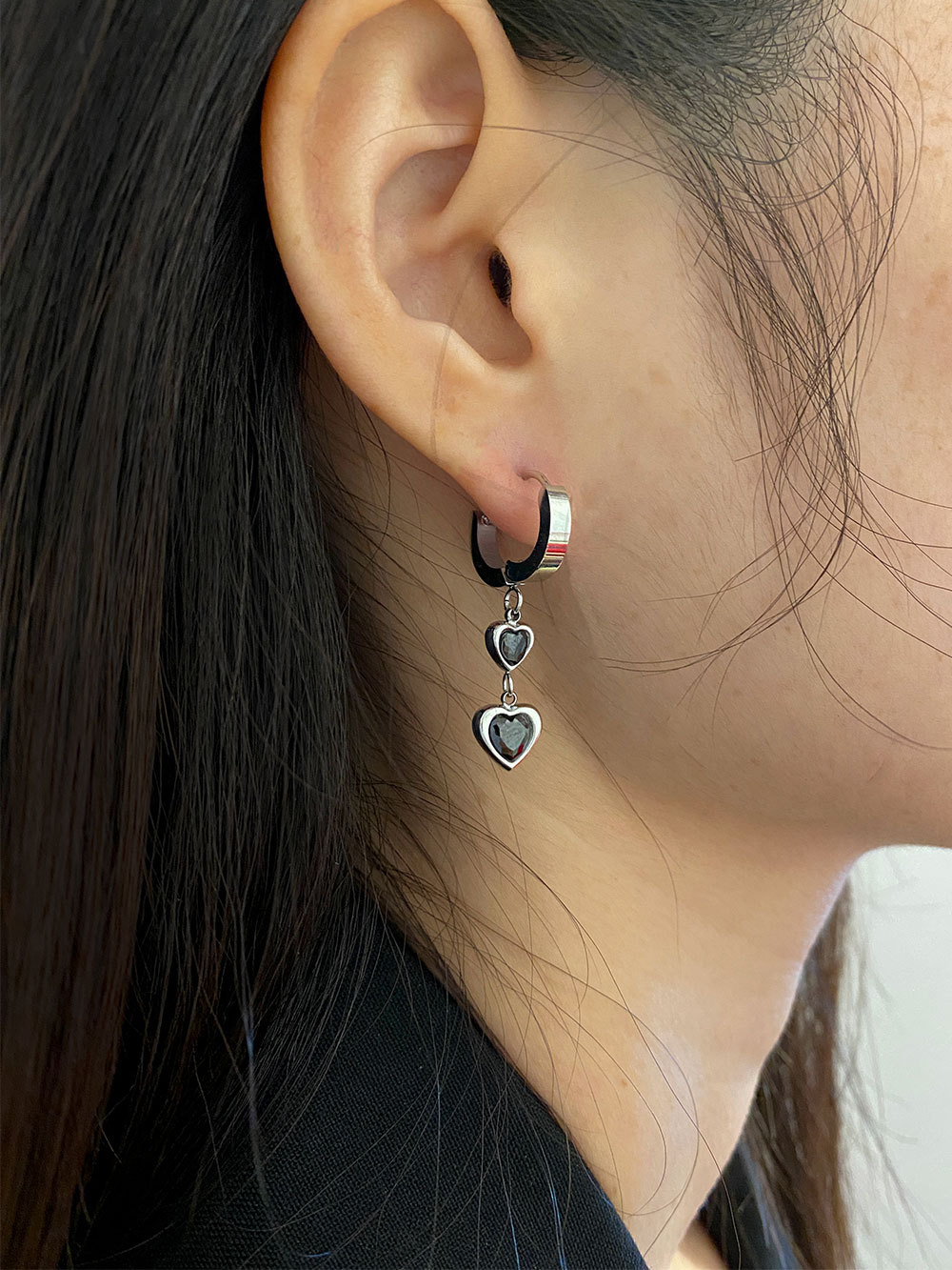 Geometric, Heart Shape Pattern Women's Gender 1 Pair Korean Style Geometric Heart Shape Inlay 304 Stainless Steel Zircon 18K Gold Plated Drop Earrings