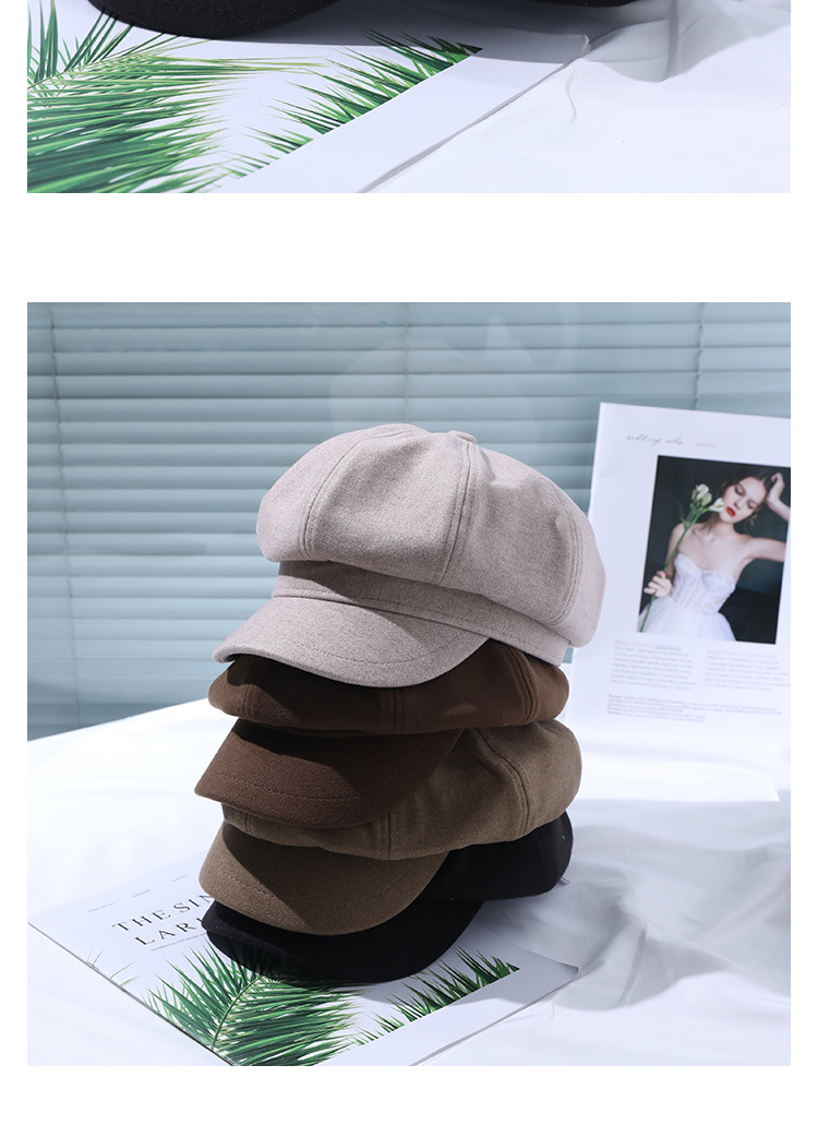 Unisex Beret hat woman autumn and winter fashion warm winter hat solid color octagonal hat with duck cap_voghion.com