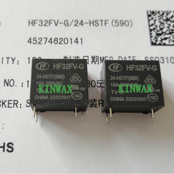 原装正品HF32FV-G-24-HSTF(590)一组常开4脚10A277VAC线圈电压