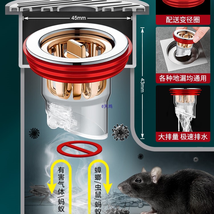 Deodorizing Floor Drain Core for Bathroom Toilet Sewer Odor Blocker Insect-Proof Anti-Odor Inner Core Seal Plug Universal