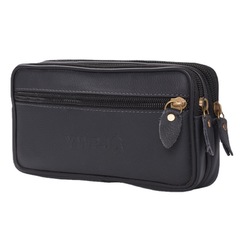 New men's waist bag in horizontal design, featuring a zipper—perfect for holding your phone. Waterproof and made from premium genuine leather—direct factory wholesale!