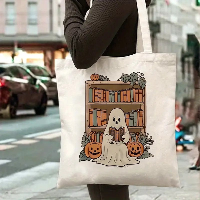 Transfronterizo temu bolsas de lona de impresión de Halloween bolsas de hombro bolsas plegables bolsas de mano bolsas de compras bolsas de comercio exterior