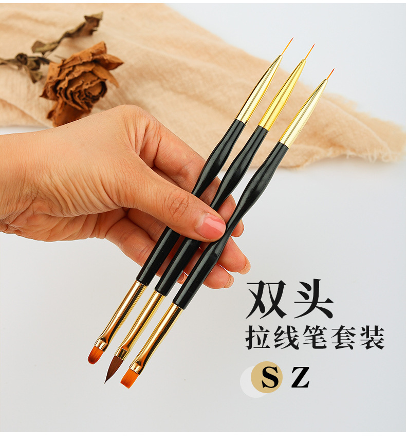 Manicura pincel de dibujo pintado de doble cabeza multifuncional borde de dibujo de uñas gancho pluma tallada gradiente de fototerapia pluma al por mayor