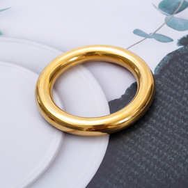 跨境不锈钢手镯炉内真金电镀空心管手镯流行欧美风优雅钛钢女手环