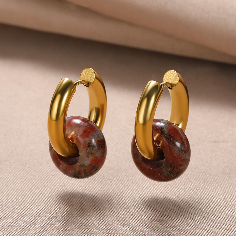 13g Weight PVD Coated Gold Plating Process 304 Stainless Steel Ear Needle Material 18K Real Gold Plated Plating Material Hoop Earrings Classification 1 Pair Quantity Date, Tea Party Occasion 304 Stainless Steel Material Geometric Pattern Women's Gender Classic Style Style Plating Craft 1 Pair Classic Style Geometric Plating Natural Stone Metal Hoop Earrings 20