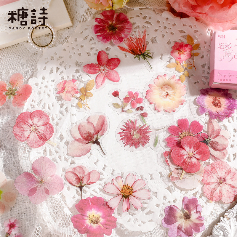 Sugar Poems Love Flower Series PET Boxed Stickers INS Flower Hand Account DIY Decorative Stickers 45 6