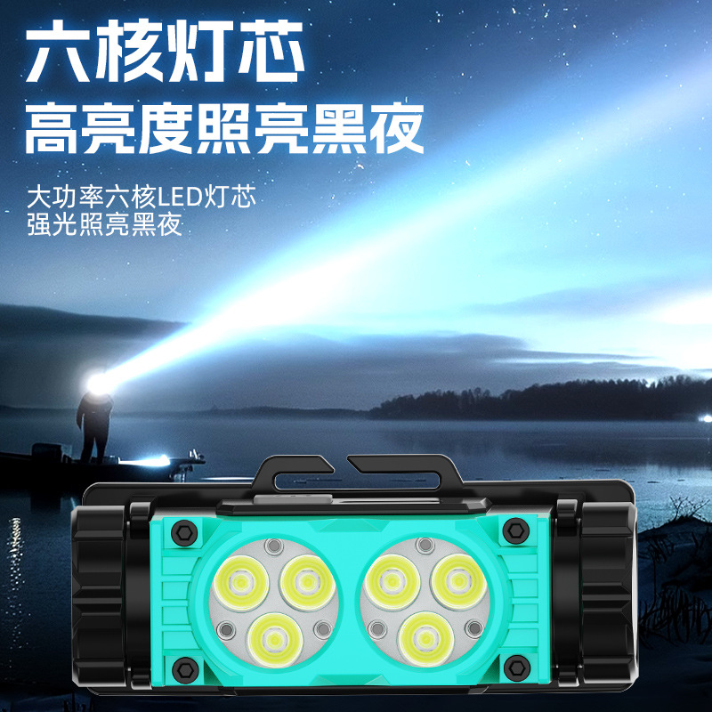 Nuevo faro al aire libre transfronterizo pesca nocturna luz de trabajo luz de larga duración lámpara de iluminación de pantalla eléctrica lámpara de cabeza imán impermeable