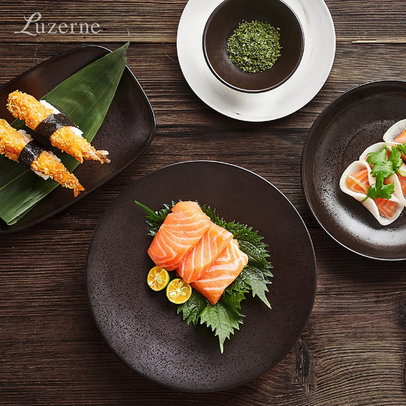 Transfronterizo LZ Lucang cerámica japonesa punto de congelación marrón retro color sólido exquisito platos de mesa caseros platos de sopa