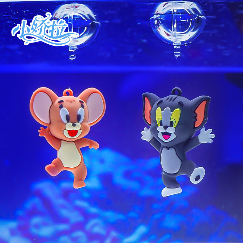 Nueva decoración de paisajismo de pecera Tom Jerry elefante león decoración flotante caja ciega dibujos animados pequeño juguete de regalo